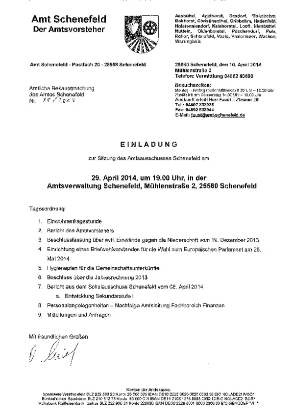 Amtsausschuss am 29.04.2014; BK 78/2014