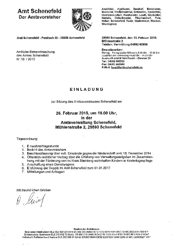 Amtsausschuss am 26.02.2015; BK 16/2015
